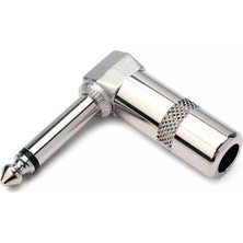 Powermaster Gitar Jack 6.3 mm Mono L Tip Metal Jack