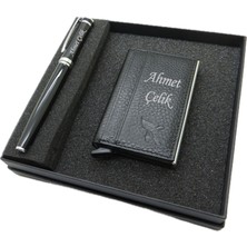 Signator Kişiye Özel Mekanizmalı Deri Kartlık Ve Kalem Seti | Pierre Cardin Kalem + Deri & El Işciliği Cüzdan Seti | Isme Özel Hediyelik Set