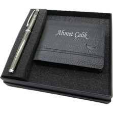 Signator Kişiye Özel Cüzdan Ve Kalem Seti | Scrikss Titanyum Kalem + Deri & El Işciliği Cüzdan Seti | Isme Özel Hediyelik Set