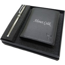 Signator Kişiye Özel Cüzdan Ve Kalem Seti | Scrikss Titanyum Kalem + Deri & El Işciliği Cüzdan Seti | Hediyelik Set
