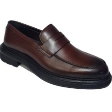 Komcero Bağsız Fiyonk Bant Model  Deri Kalın Taban Erkek Loafer Ayakkabı K2518-2722