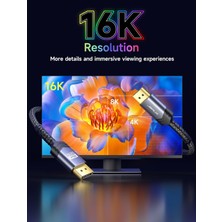 Jsaux Displayport UHD Kablosu Dp 2.1 Kablosu 16K @60Hz 8K@120Hz 4K@240Hz 80 Gbps Dp1.4/dp1.2 ile Geriye Dönük Uyumlu Displayport 2.1 Kablosu Monitör Dizüstü Bilgisayar Grafiklerle Uyumlu CV0068