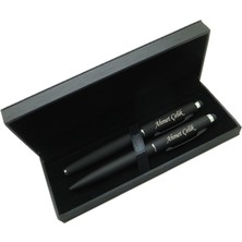 Signator® M500 Mat Siyah Kalem Seti - Roller Kalem + Tükenmez Kalem | Isme Özel Kalem | Hediyelik Kalem