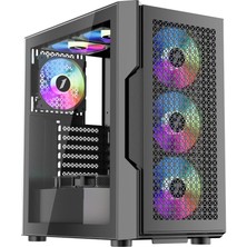 1ST Player Trilobite T7 Siyah 750W 80+ ARGB 4X12CM Fan Temperli Cam Mesh USB 3.0 Atx Kasa