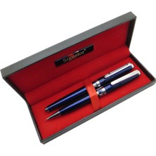 Signator® T606 Mavi Krom Roller Kalem + Versatil Kalem Seti | Isme Özel Kalem | Hediyelik Kalem