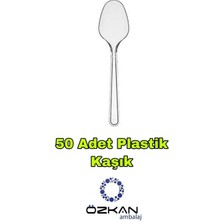 Özkan Ambalaj Temizlik 3 Gözlü Köpük Tabak - Plastik Çatal,kaşık - Karton Bardak Eko SET(50LI Set)