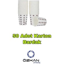 Özkan Ambalaj Temizlik 3 Gözlü Köpük Tabak - Plastik Çatal,kaşık - Karton Bardak Eko SET(50LI Set)