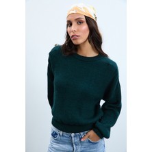 Yün Karışımlı Omzu Drapeli Bisiklet Yaka Kazak