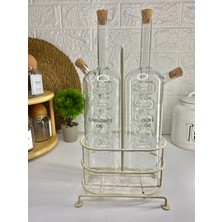 2 Li Metal Satantlı 750ML SIVIYAĞ/250ML Sirkelik Çift Çedarlı Cam Şişe Yağlık