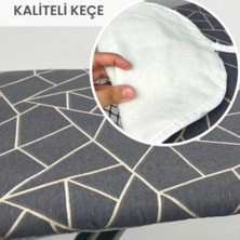 Beylini Ütü Masası Kılıfı Örtüsü Bezi Keçeli Süngerli Lastikli Yanmaz Ayarlanabilir 50X150 cm (Geometrik Gri)