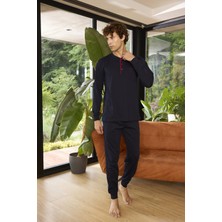 Kly Midi Yaka  Pamuk Erkek Pijama Takımı 9244