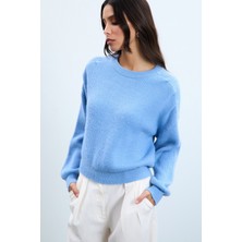 Yün Karışımlı Omzu Drapeli Bisiklet Yaka Kazak