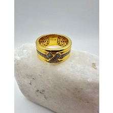 Luna Gümüş Sarı Renk Marka Muadili Ithal Gümüş Yüzük 9,5 mm