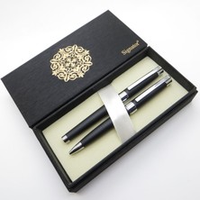 Signator® S280 Mat Siyah Krom Kalem Seti | Isme Özel Kalem | Hediyelik Kalem