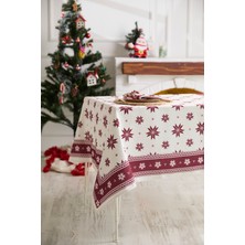 Ays Home Ekru Kırmızı Kartanesi Asil Masa Örtüsü
