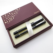 Signator® S217 Ahşap Eskitme Sedefli Dolma Kalem + Roller Kalem Seti | Isme Özel Kalem | Hediyelik Kalem