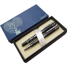 Signator® S204 Sedefli Kalem Seti - Roller Kalem + Tükenmez Kalem | Isme Özel Kalem | Hediyelik Kalem