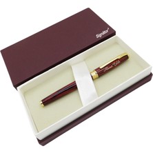 Signator® ST163 Sedefli Slim Bordo Gold Metal Roller Kalem | Isme Özel Kalem