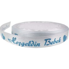 Tahtakale Toptancı Saten Kurdele Hoşgeldin Bebek Yazılı 1 Cm (10 Metre)  Mavi