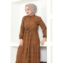 MSK Fashion Çıtır Desen Düğmeli Elbise