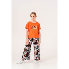 Kız Çocuk Baskılı Bisiklet Yaka 5/12 Yaş  Takımı