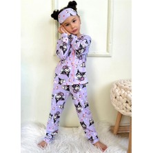 Lillypicca  Kız Çocuk Kedi Desenli Lila Uzun Kollu Pijama Takımı