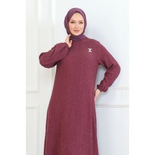 Broş Detaylı Karin Elbise Bordo