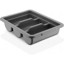GastroPlast 3 Kapaklı Bölmeli Kaşıklık, Gri ( Kapak Dahil 2li Set )