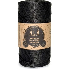 Ala Depo Premium Polyester Makrome Ip (Süper Parlak) 2mm - 200 Gram Siyah