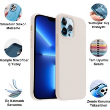 CepStok Apple iPhone 13 Pro Max Kılıf Lansman Premium Silinebilir Antik Beyaz Silikon