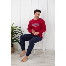 Sude Homewear Erkek Yazı Desenli Polar Pijama Takımı