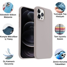 CepStok Apple iPhone 12 Pro Max Kılıf Lansman Premium Silinebilir Natural Gri Silikon