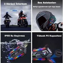 Nidage Ikili Interkom Bağlantılı Y20 Max Motorsiklet Intercom Su Geçirmez Kask Intercom Rgb Intercom