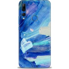 Huawei Y9 Prime 2019 Kılıf Hd Baskılı - Mavi Beyaz + 9h Nano Ekran Koruyucu