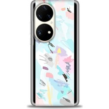 Huawei P50 Pro Kılıf Hd Baskılı - Blue And Purple + 9h Nano Ekran Koruyucu