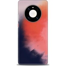 Huawei Mate 40 Pro Kılıf Hd Baskılı - Sisli Turuncu + 9h Nano Ekran Koruyucu