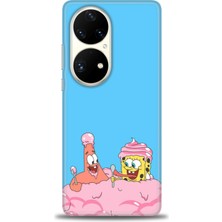 Huawei P50 Pro Kılıf Hd Baskılı - Spongebob + 9h Nano Ekran Koruyucu