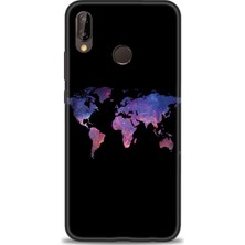 Huawei P20 Lite Kılıf Hd Baskılı - Dünya Haritası + 9h Nano Ekran Koruyucu