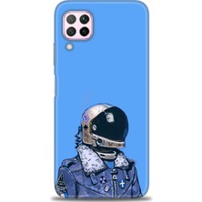 Huawei P40 Lite Kılıf Hd Baskılı - Mavi Astronot + 9h Nano Ekran Koruyucu