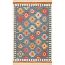 Eko Halı Nomad Nmd 04 Navy Çift Taraflı Yıkanabilir Otantik Kilim