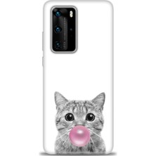 Huawei P40 Pro Kılıf Hd Baskılı - Cat + 9h Nano Ekran Koruyucu