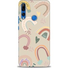 Huawei Y9 Prime 2019 Kılıf Hd Baskılı - Kahve Gökkuşağı + 9h Nano Ekran Koruyucu