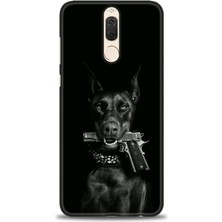 Huawei Mate 10 Lite Kılıf Hd Baskılı - Tabanca ve Köpek + 9h Nano Ekran Koruyucu