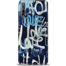 Huawei P Smart S Kılıf Hd Baskılı - Love Mavi + 9h Nano Ekran Koruyucu