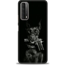 Huawei P Smart 2021 Kılıf Hd Baskılı - Tabanca ve Köpek + 9h Nano Ekran Koruyucu