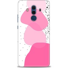 Huawei Mate 10 Pro Kılıf Hd Baskılı - Pembe Beyaz Siyah + 9h Nano Ekran Koruyucu