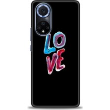 Huawei Nova 9 Kılıf Hd Baskılı - Renkli Love + 9h Nano Ekran Koruyucu