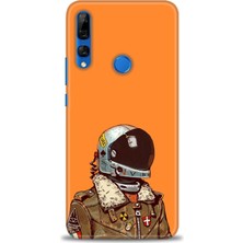 Huawei Y9 Prime 2019 Kılıf Hd Baskılı - Turuncu Astronot + 9h Nano Ekran Koruyucu