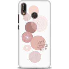 Huawei P20 Lite Kılıf Hd Baskılı - Mürdüm Daireler + 9h Nano Ekran Koruyucu