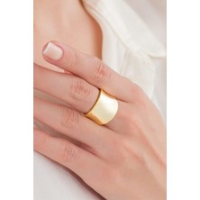 TMT Silver Gümüş Altın Gold Kaplama Sade Modern Ayarlanabilir Yüzük